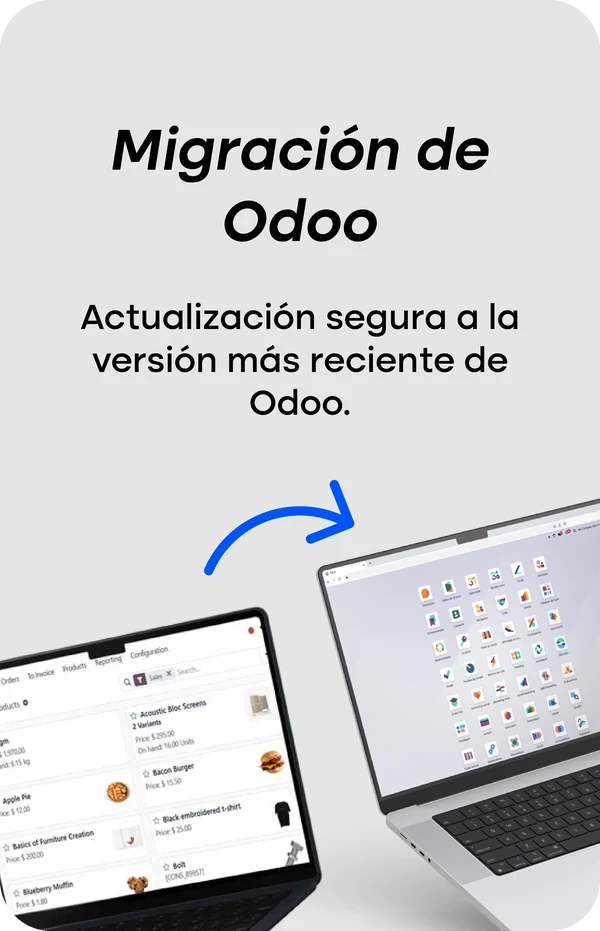 Migración de Odoo: actualización segura a la versión más reciente.
