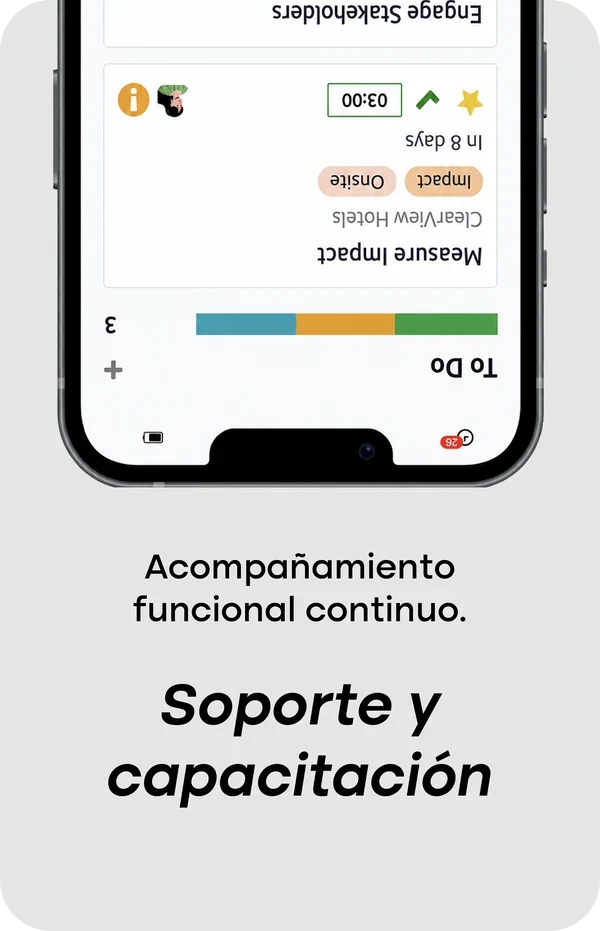 Soporte y capacitación: acompañamiento funcional continuo.