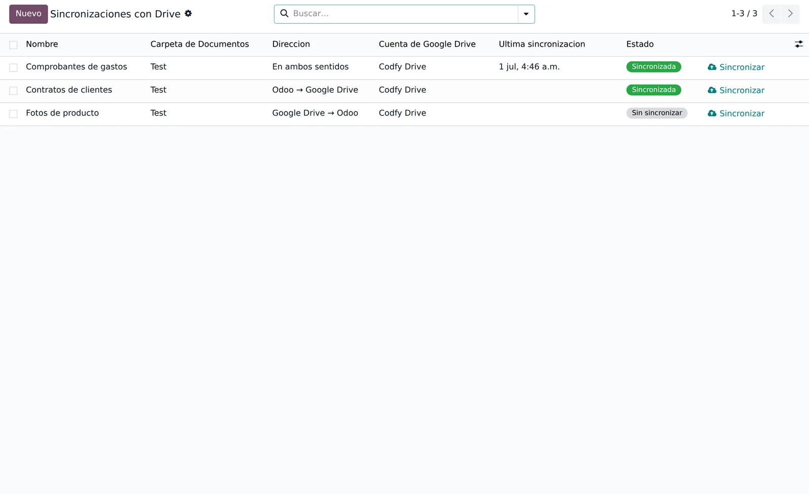 Sincronizaciones con Google Drive