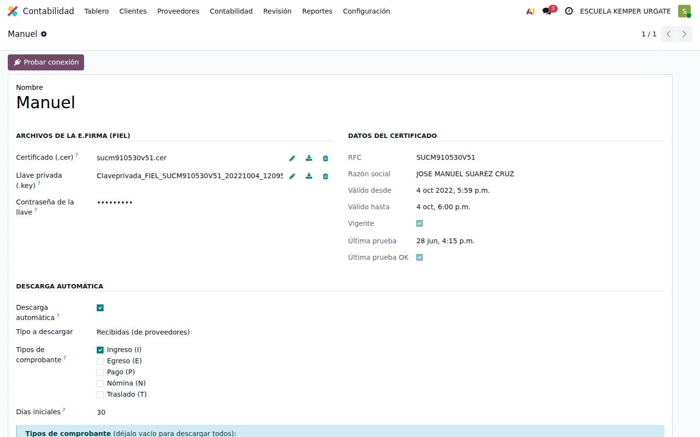 Configuración de la e.firma (FIEL)