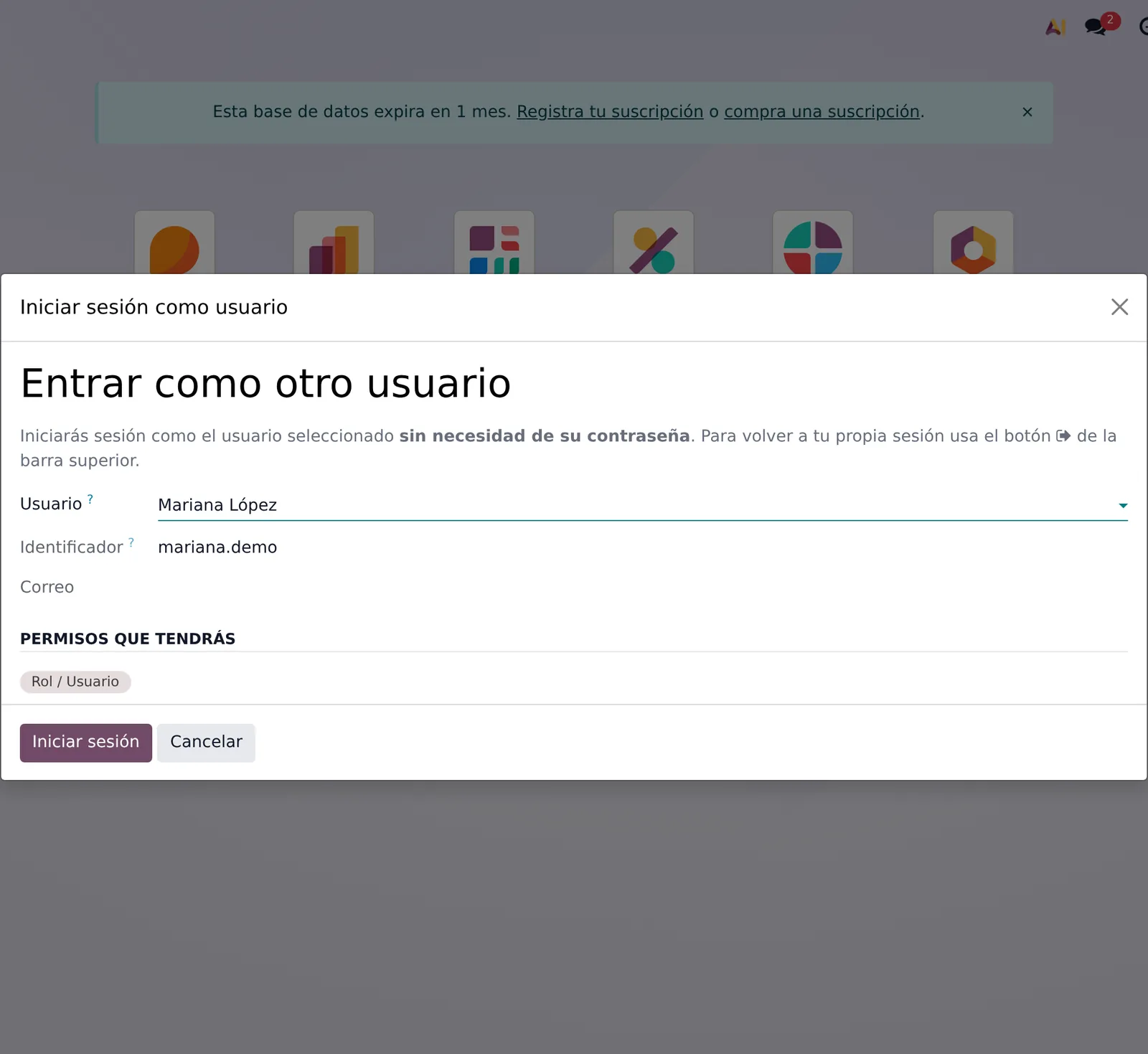 Asistente de selección de usuario
