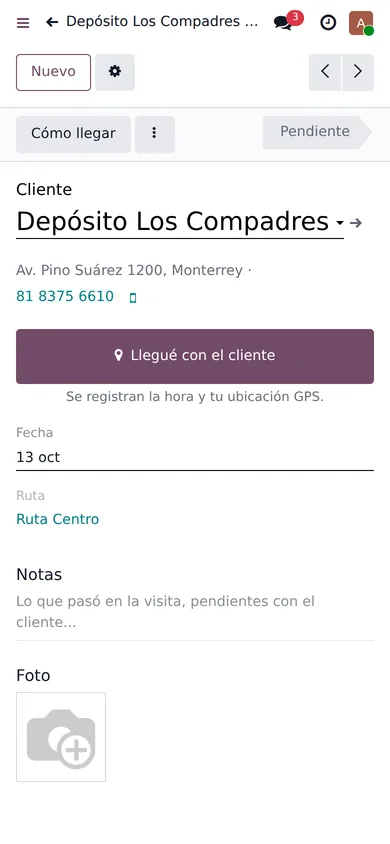 Llegada con GPS