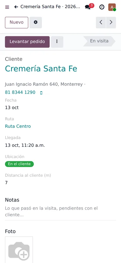 En visita: levantar pedido