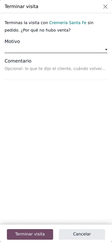 Terminar sin venta