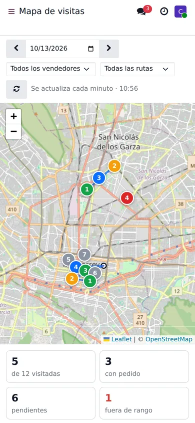 Mapa de visitas en el celular